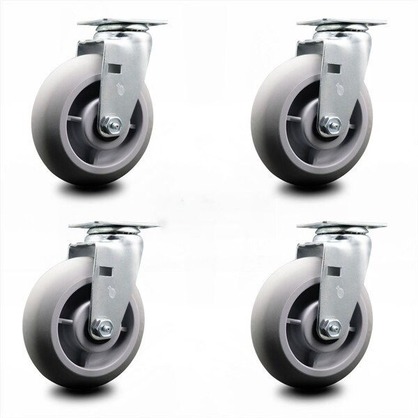 6 Inch Thermoplastic Rubber Wheel Swivel Caster Set with Ball Bearings SCC